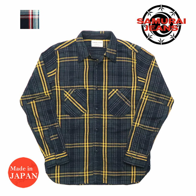 サムライデニム SAMURAI JEANS 長袖 ロープインディゴ 甚だしいフランネル 細工物プルオーバー SIN22-01