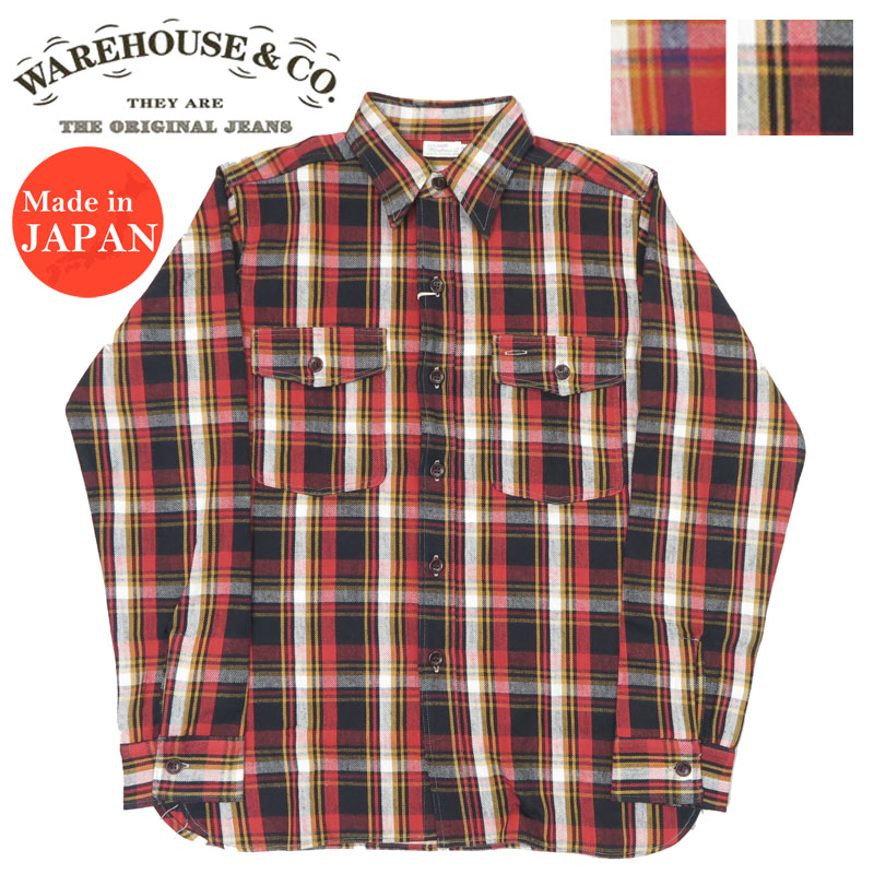 ウェアハウス WAREHOUSE フランネル シャツ 長袖 チンストラップ G柄 Duck Digger ダックディガー ノンウォッシュ Lot.3022｜アースマーケット