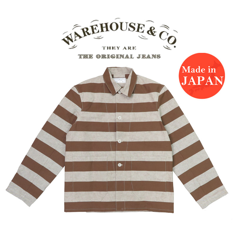 WAREHOUSE 錨 ウォバッシュ ストライプ カバーオール ブラウン 38 EIGHT-G（エイトジー） カバーオール 8JK-19 13oz WABASH STRIPE