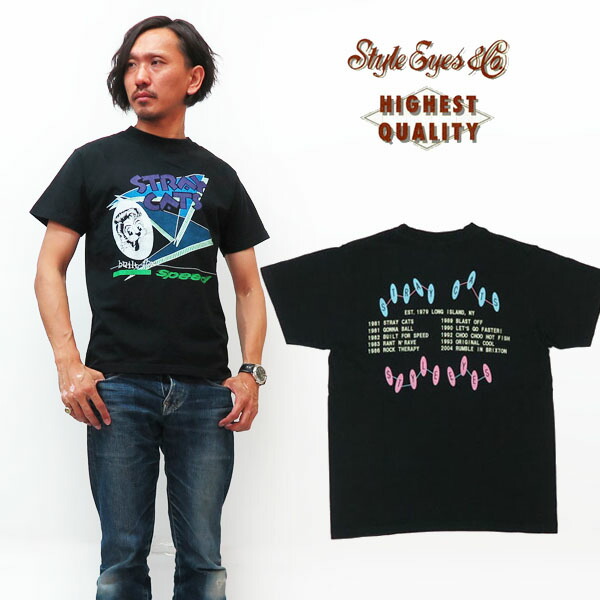 ８３’ｓ　ストレイキャッツ　STRAYCATS　Ｔシャツ　ブライアン・セッツァー Tシャツ メンズ 半袖 ブライアン・セッツァー/BRIAN SETZER STRAY CATS