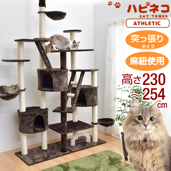 猫タワー 突っ張り ねこ キャットタワー 爪研ぎ キャットタワー 高さ230 254cm つめとぎ キャットタワー キャットタワー ネコ ハンモック 麻紐 猫タワー つめとぎ 猫 キャットハウス つっぱり 送料無料 4h限定 クーポンで全品5 Off 送料無料 キャットタワー 高さ230