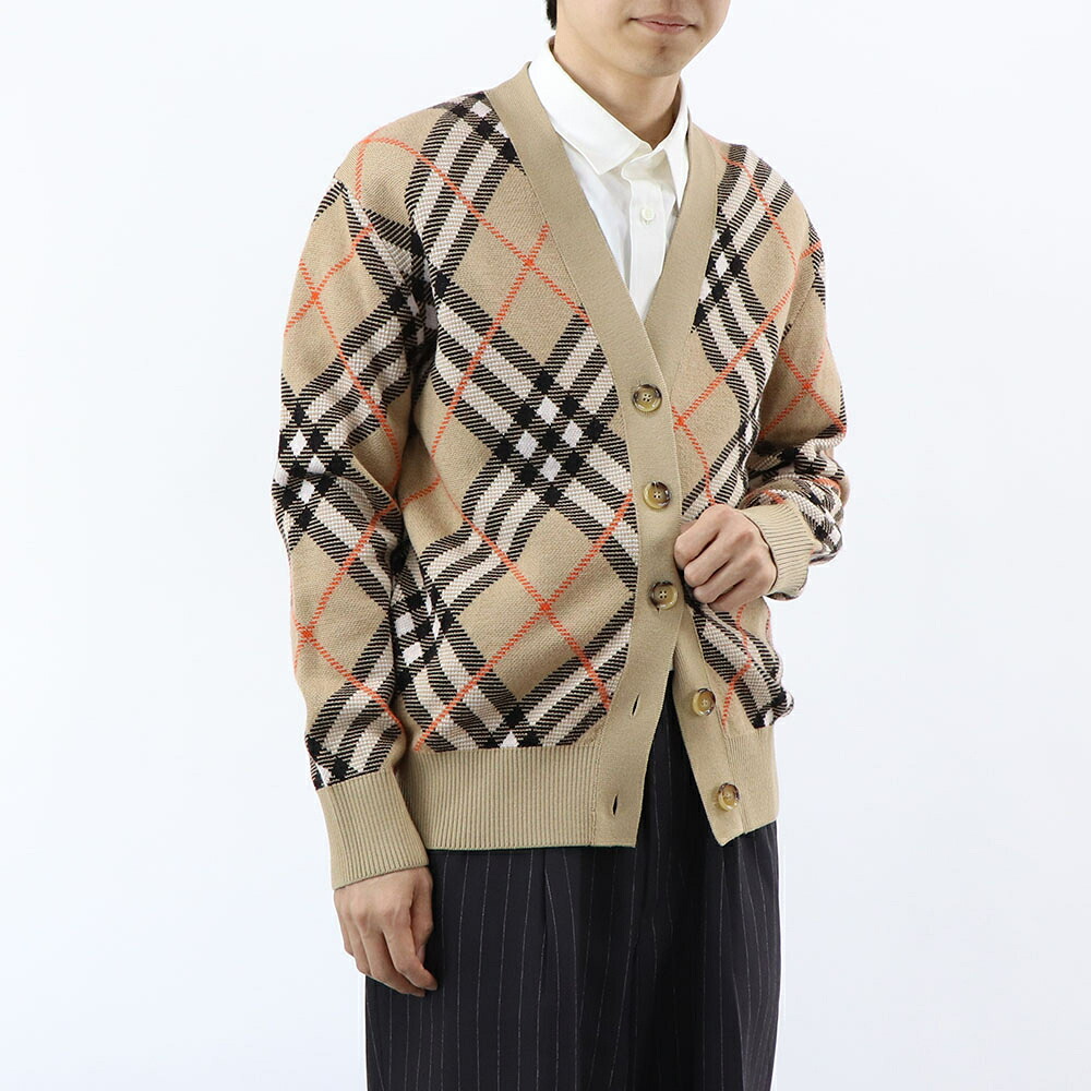 【新品】バーバリー BURBERRY トップス ニット ユニセックス ベージュ カーディガン チェック柄 8093491｜LE CHIEN