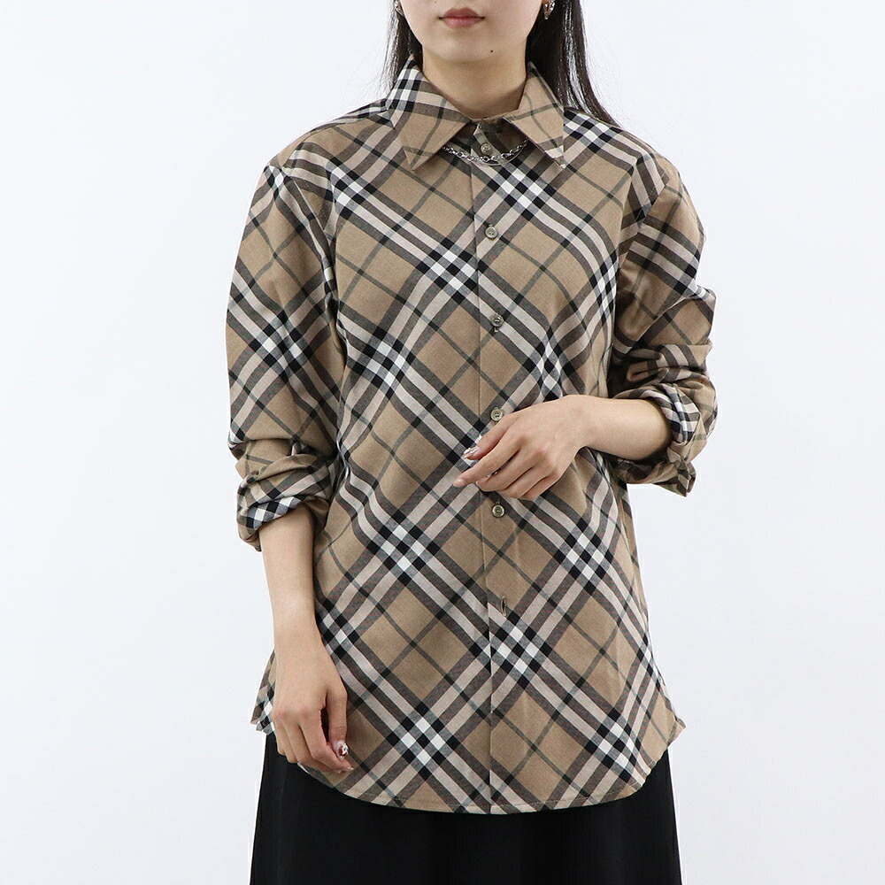 【新品】バーバリー BURBERRY トップス Tシャツ・カットソー レディース ベージュ チェック柄 長袖シャツ 長袖 8093314|LE CHIEN