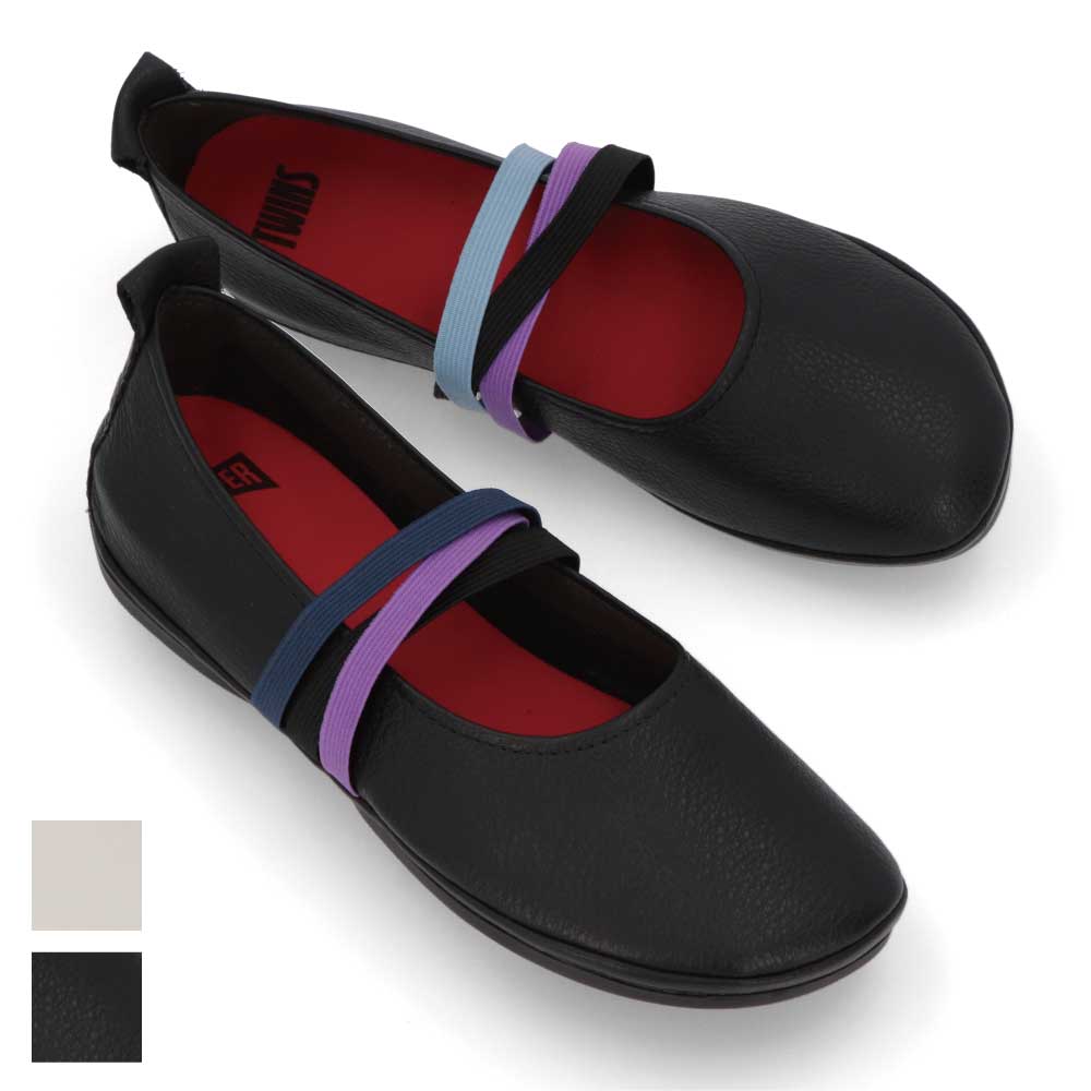【新品】カンペール CAMPER シューズ パンプス レディース Twins ホワイト ブラック レザー テキスタイルレザー ツインズ フラットシューズ ヒールなし K201665|LE CHIEN