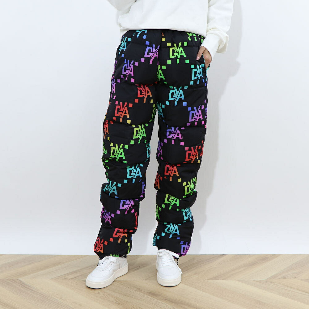【新品】デュベティカ DUVETICA ボトムス ロングパンツ メンズ ブラック ポリアミド 総柄 ダウン生地 ロゴ VUDN00116