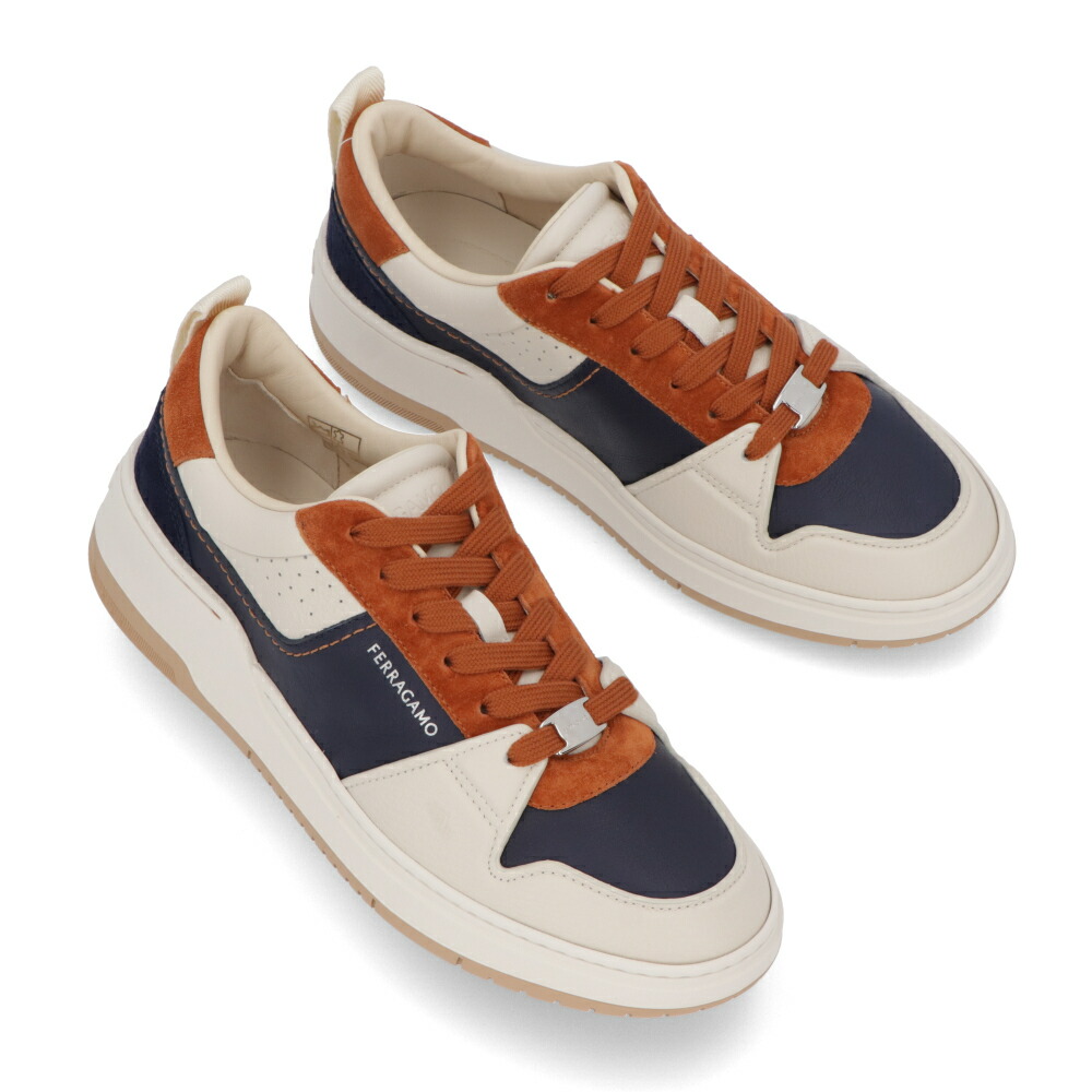 【新品】フェラガモ FERRAGAMO シューズ スニーカー メンズ ネイビー系 カーフスキン スエード バイカラー ローカットスニーカー ローカット M DENNIS 774861 42,624円