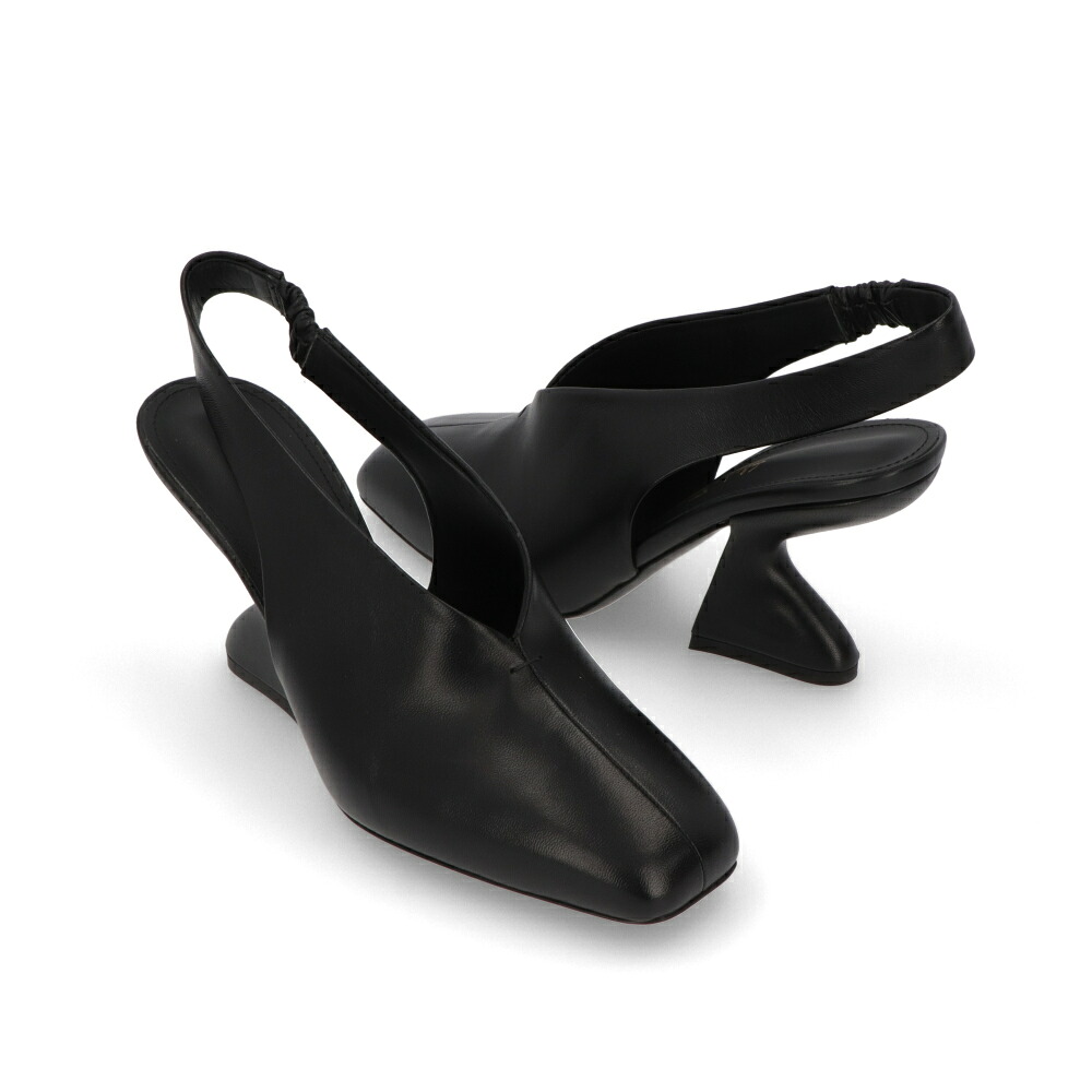 【新品】フェラガモ FERRAGAMO シューズ パンプス レディース ブラック レザー Fヒール 変形ヒール ミュール スリングバックパンプス ヒールあり 743744｜LE CHIEN