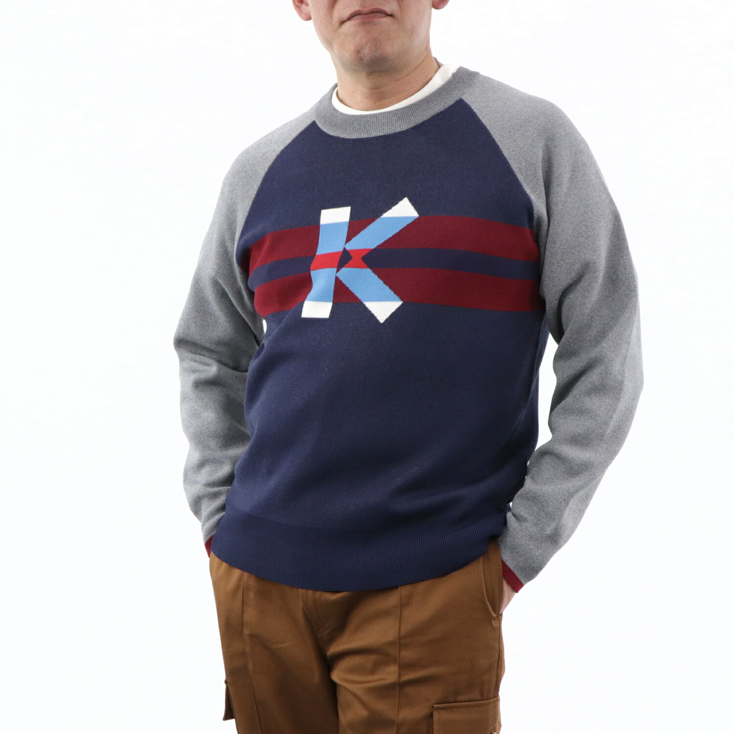 KENZO - KENZOケンゾー幾何学模様のニットセーター紫オレンジ新品未使用 KENZO - 80s 90s KENZO ケンゾー ヴィンテージ3Dニットセーター
