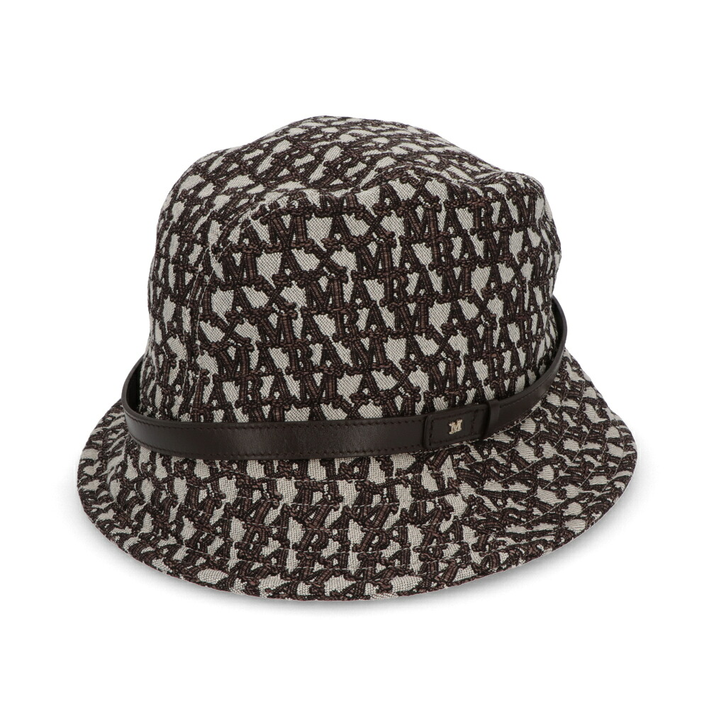 【新品】マックス マーラ Max Mara 帽子 ハット レディース ブラウン コットン ポリエステル ポリアミド ジャガード 総ロゴ バケットハット 45710231