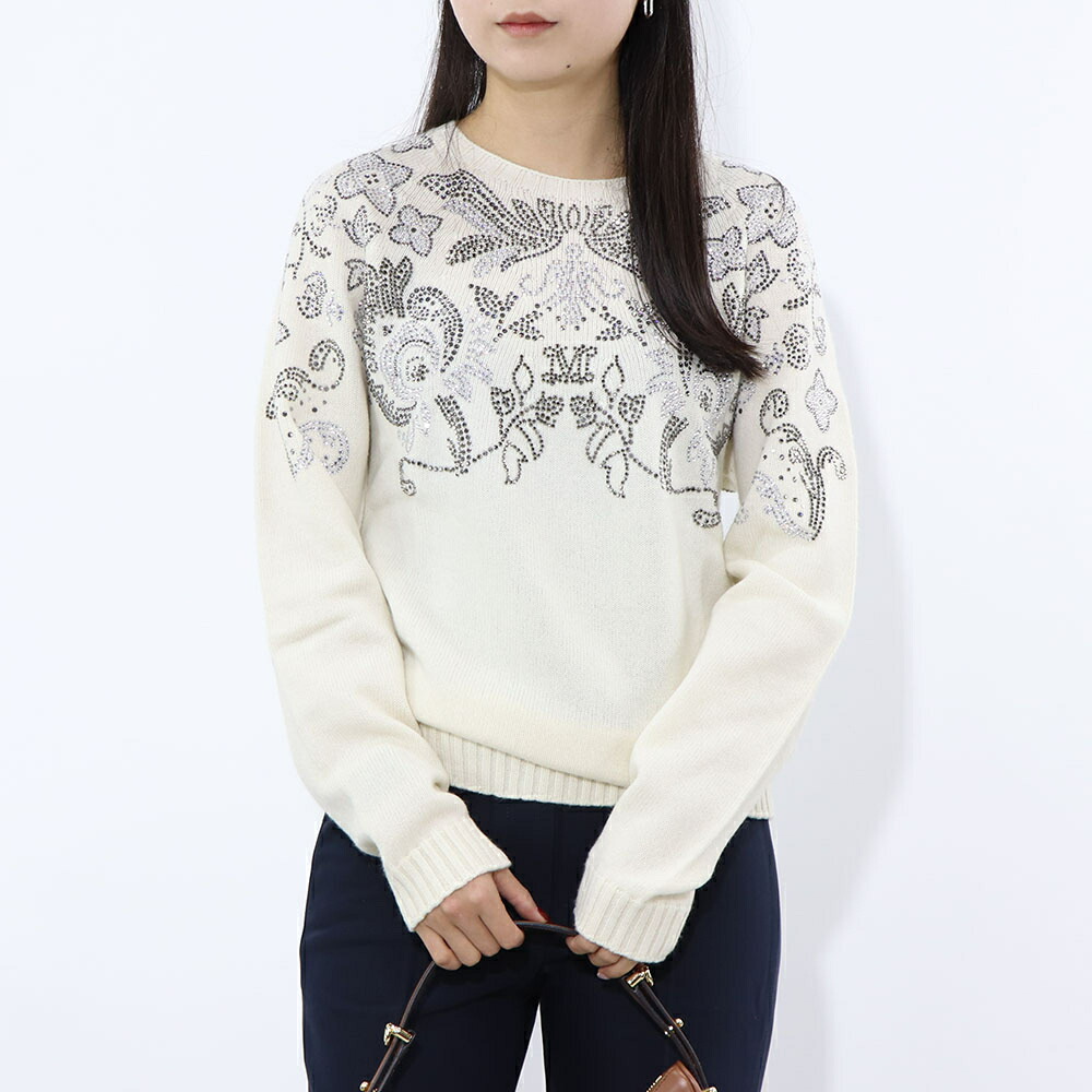 【新品】マックス マーラ Max Mara トップス ニット レディース ホワイト ウール カシミヤ ラインストーン キラキラ 13661133 45,045円