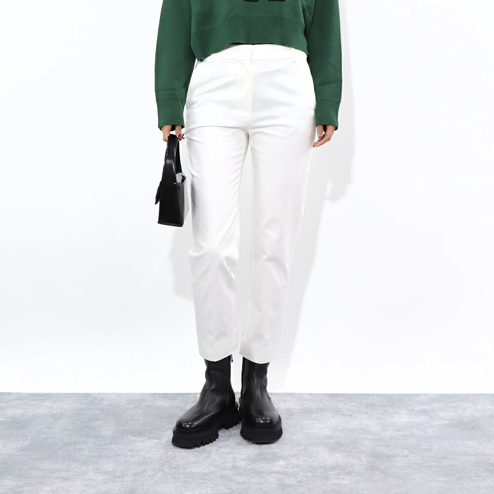 【新品】マックス マーラ Max Mara ボトムス ロングパンツ レディース ホワイト コットン エラスタン トラウザーパンツ テーパードパンツ シンプル 11310932