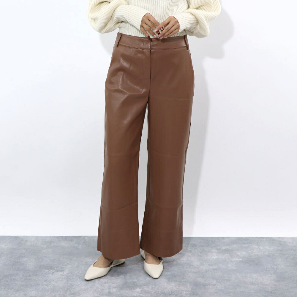 【新品】マックス マーラ Max Mara ボトムス ロングパンツ レディース ブラウン 合皮パンツ ワイドパンツ 19781021 17,666円
