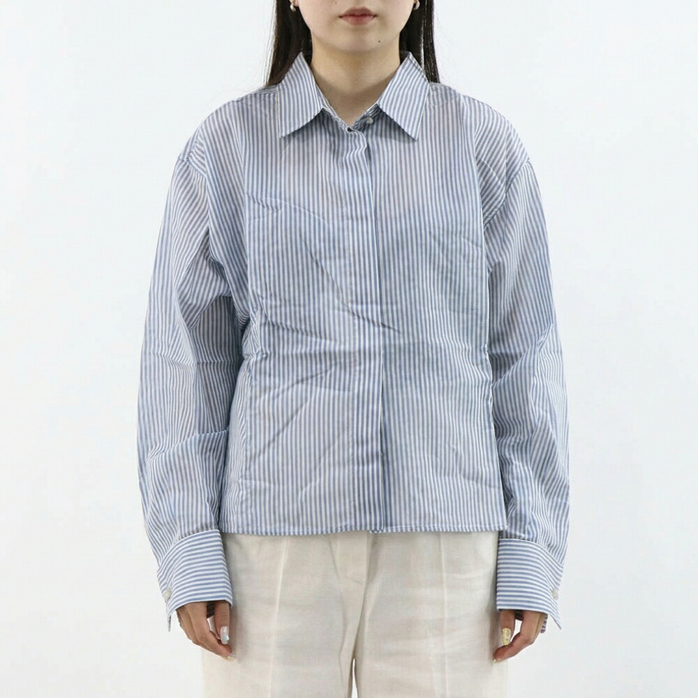 【新品】マックス マーラ Max Mara トップス シャツ・ブラウス レディース ブルーストライプ コットン シルク シアーシャツ VERTIGO ストライプ 11111111｜LE CHIEN