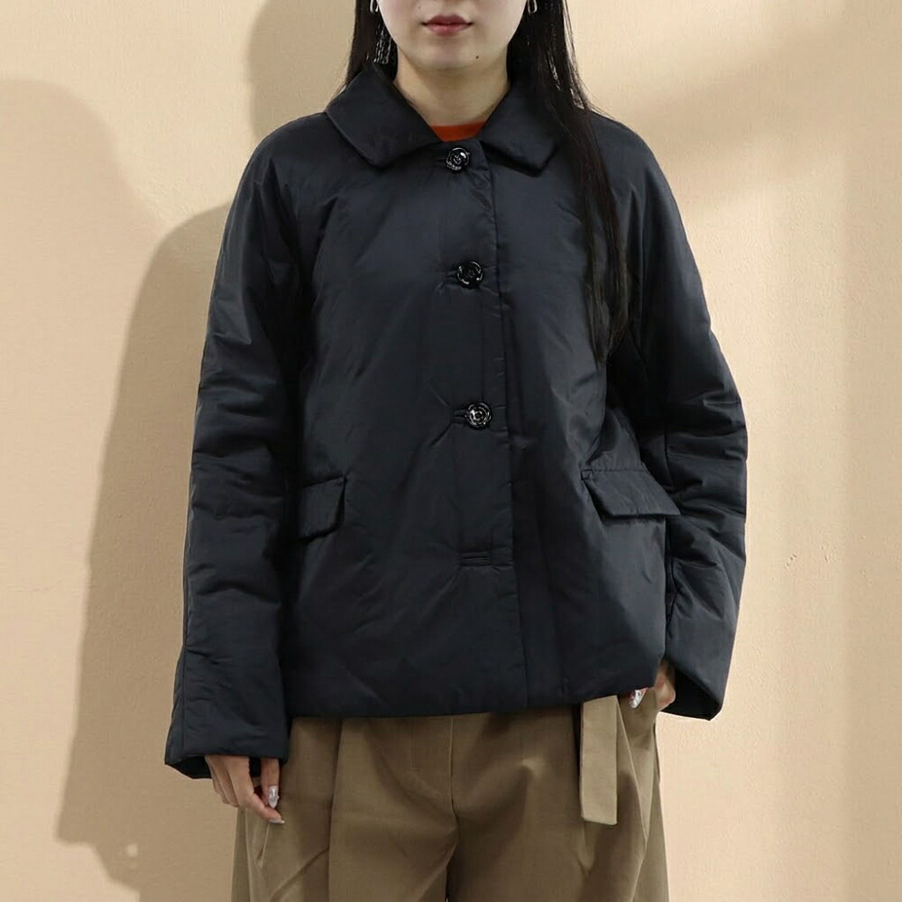 【新品】マックス マーラ Max Mara アウター ジャケット・ブルゾン レディース ブラック ポリエステル キャメルウール シルク パディングジャケット ショート丈 中綿ジャケット 29486084|LE CHIEN
