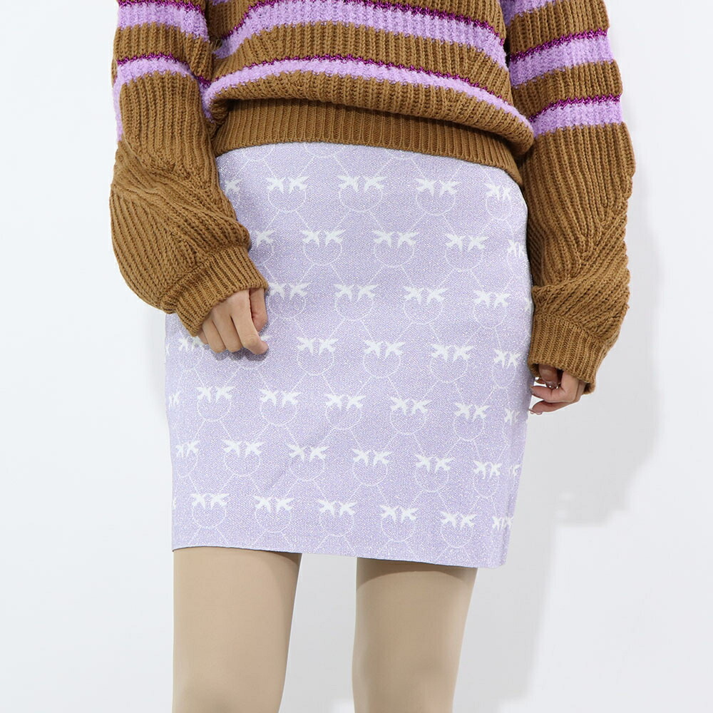 【新品】ピンコ PINKO ボトムス スカート レディース パープル ミニスカート ニットスカート ロゴ 100216-A0IT