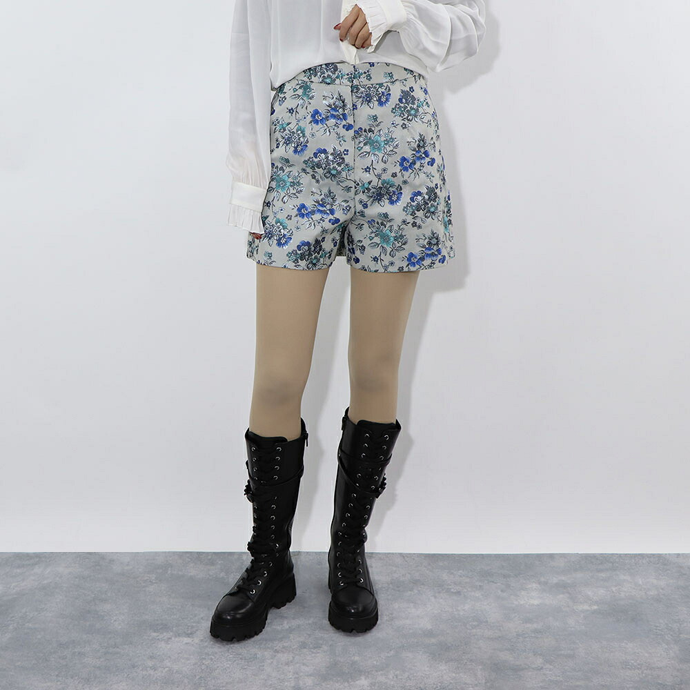 【新品】ピンコ PINKO ボトムス ショートパンツ レディース ブルー系 花柄 キラキラ 1G15M8-8438