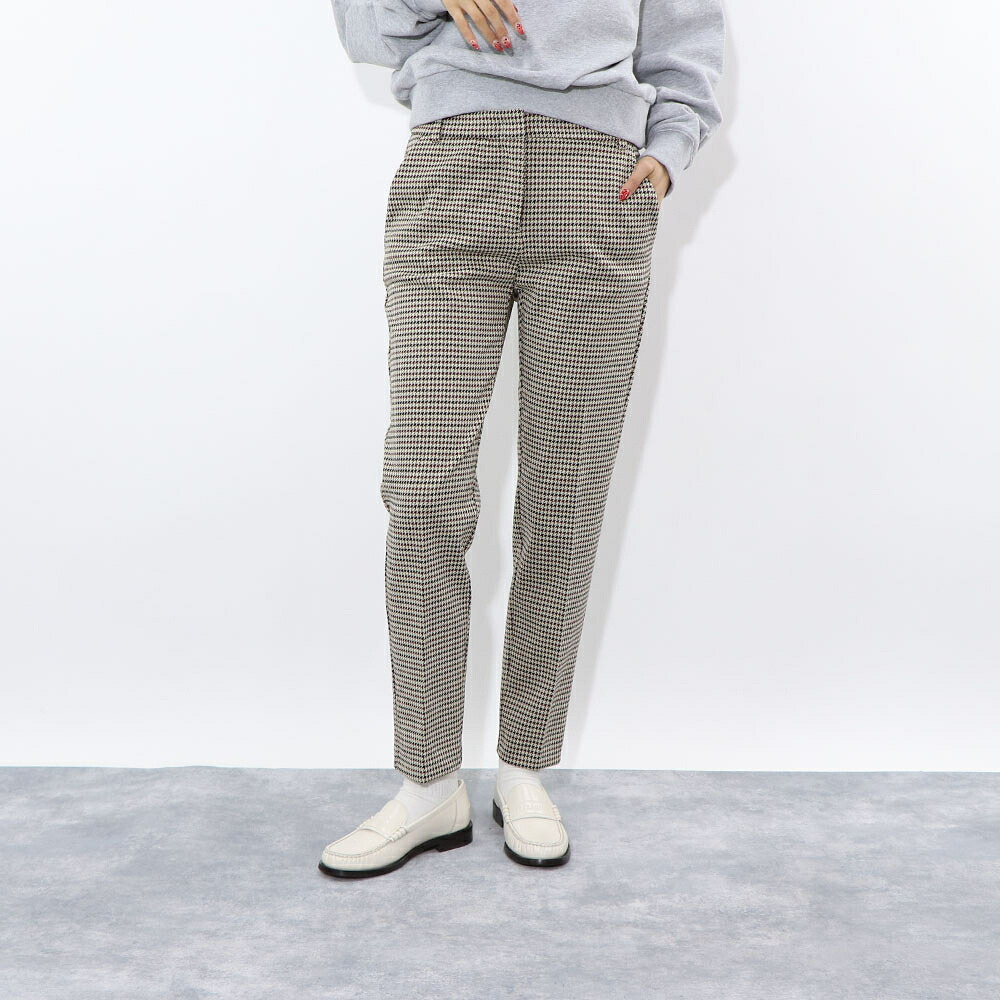 【新品】ピンコ PINKO ボトムス ロングパンツ レディース ベージュ 千鳥格子 ストレート スラックス 1G15D4-8187