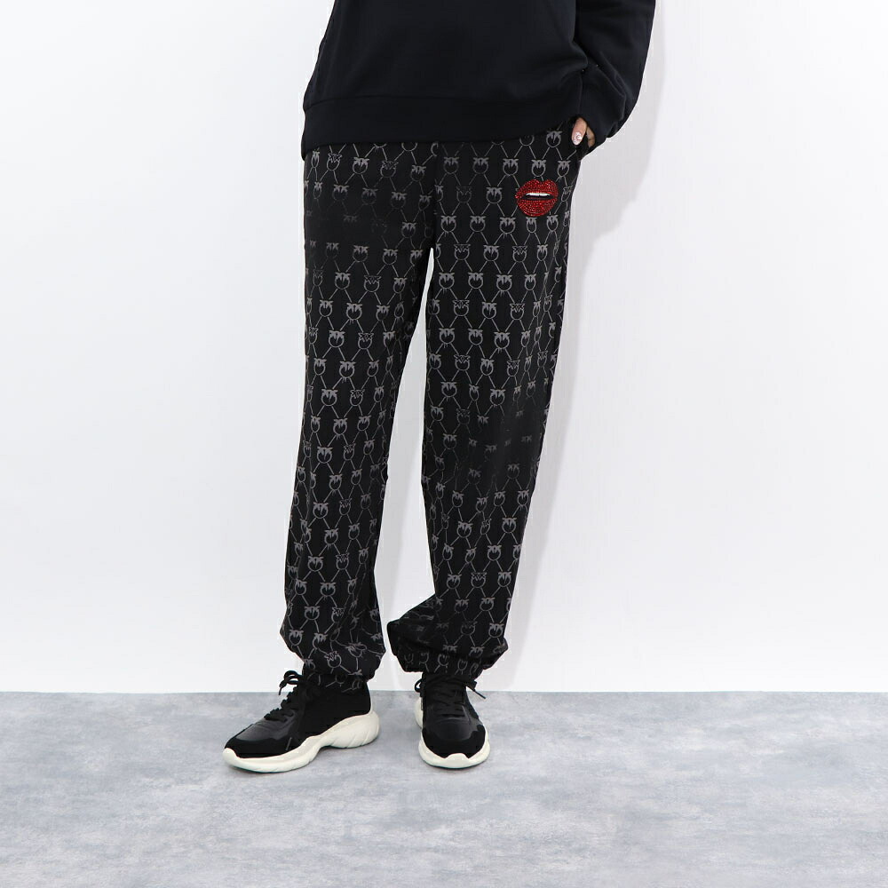【新品】ピンコ PINKO ボトムス ロングパンツ レディース ブラック スエットパンツ ロゴ 1G1725-Y7YT