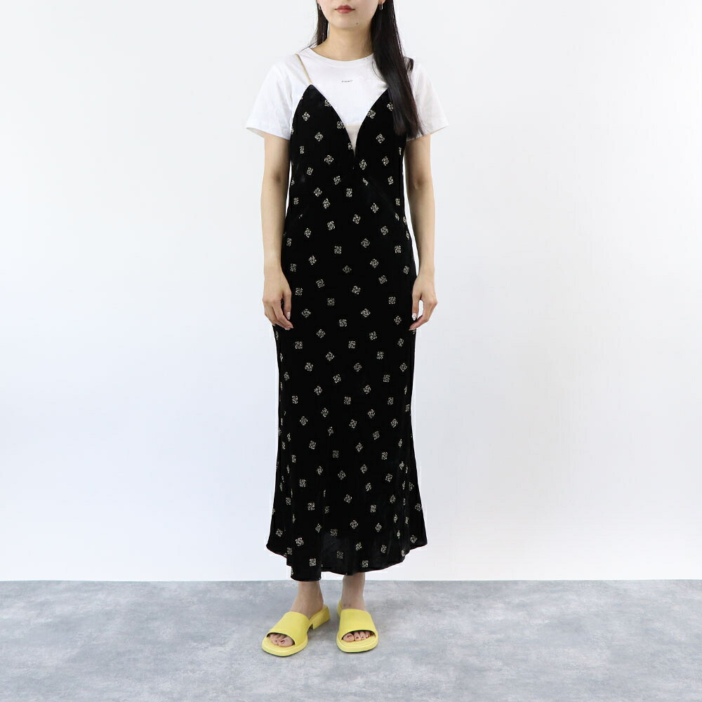 【新品】ピンコ PINKO ワンピース レディース ブラック ベロア 刺繍 1B14NL-8264｜LE CHIEN