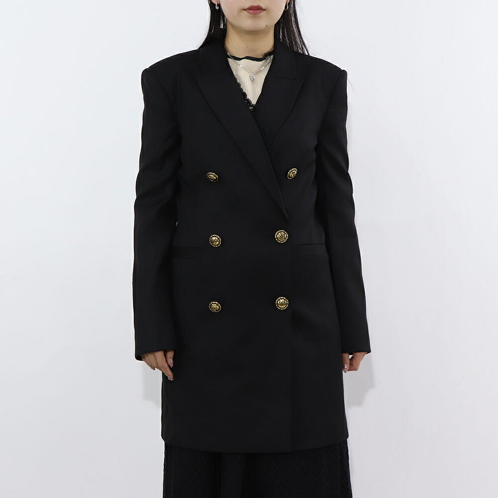 【新品】ピンコ PINKO アウター ジャケット・ブルゾン レディース ブラック ダブルジャケット ロング丈 レース 1G18HL-V09X