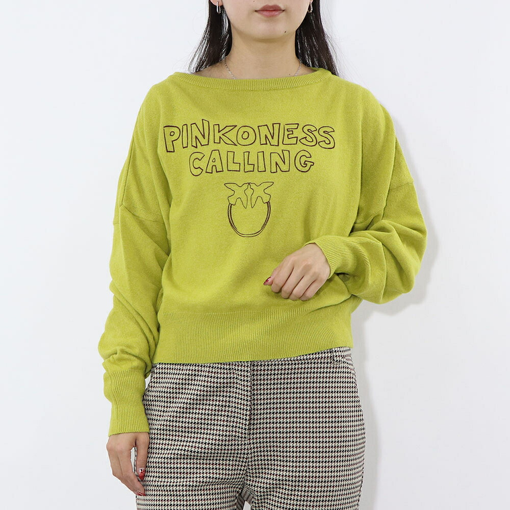 【新品】ピンコ PINKO トップス ニット レディース イエロー ロゴ オーバーサイズ ウール カシミヤ 1G16X1-Y7GZ