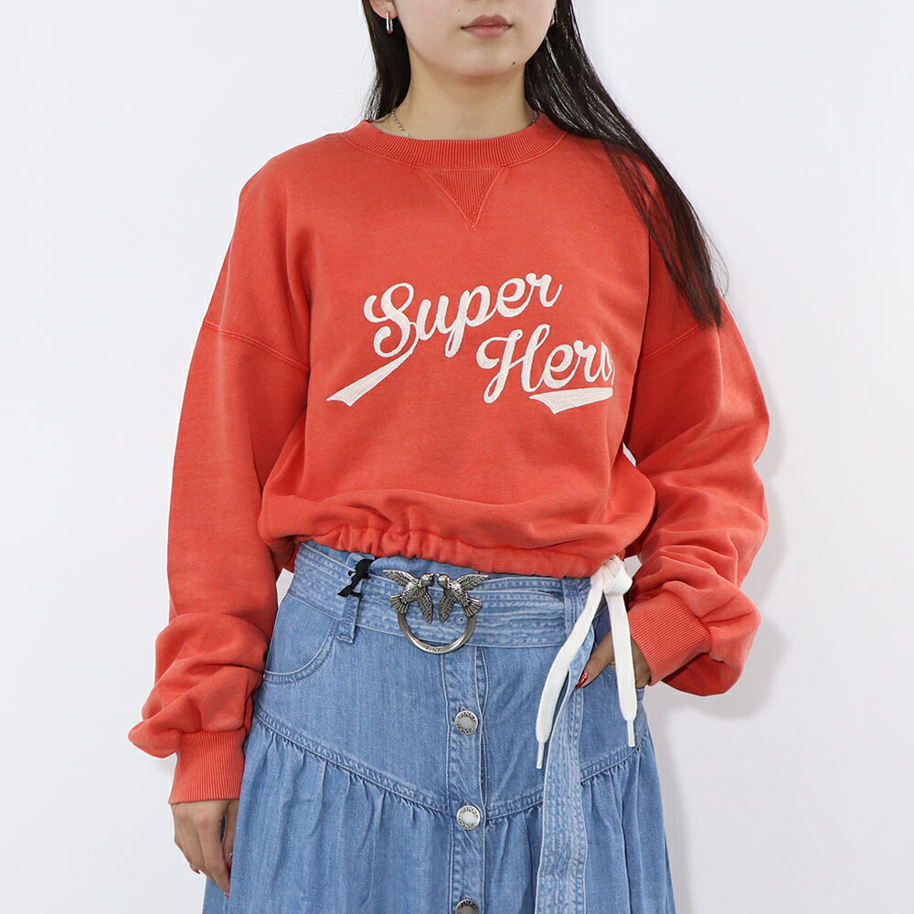 【新品】ピンコ PINKO トップス スウェット・トレーナー レディース オレンジ 裏起毛 ロゴ クロップド丈 1G16LR-Y7E7 11,016円