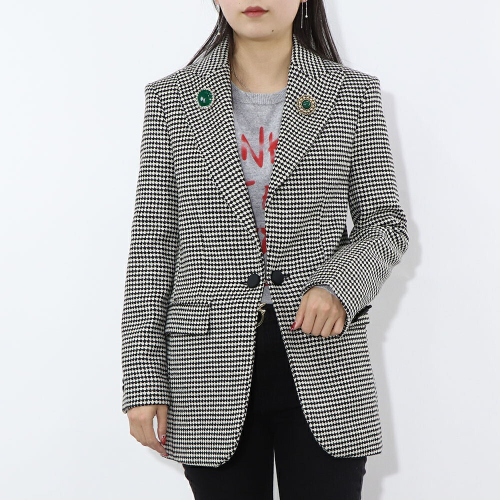 【新品】ピンコ PINKO アウター ジャケット・ブルゾン レディース ベージュ ブローチ 千鳥格子柄 1B14T0-8244