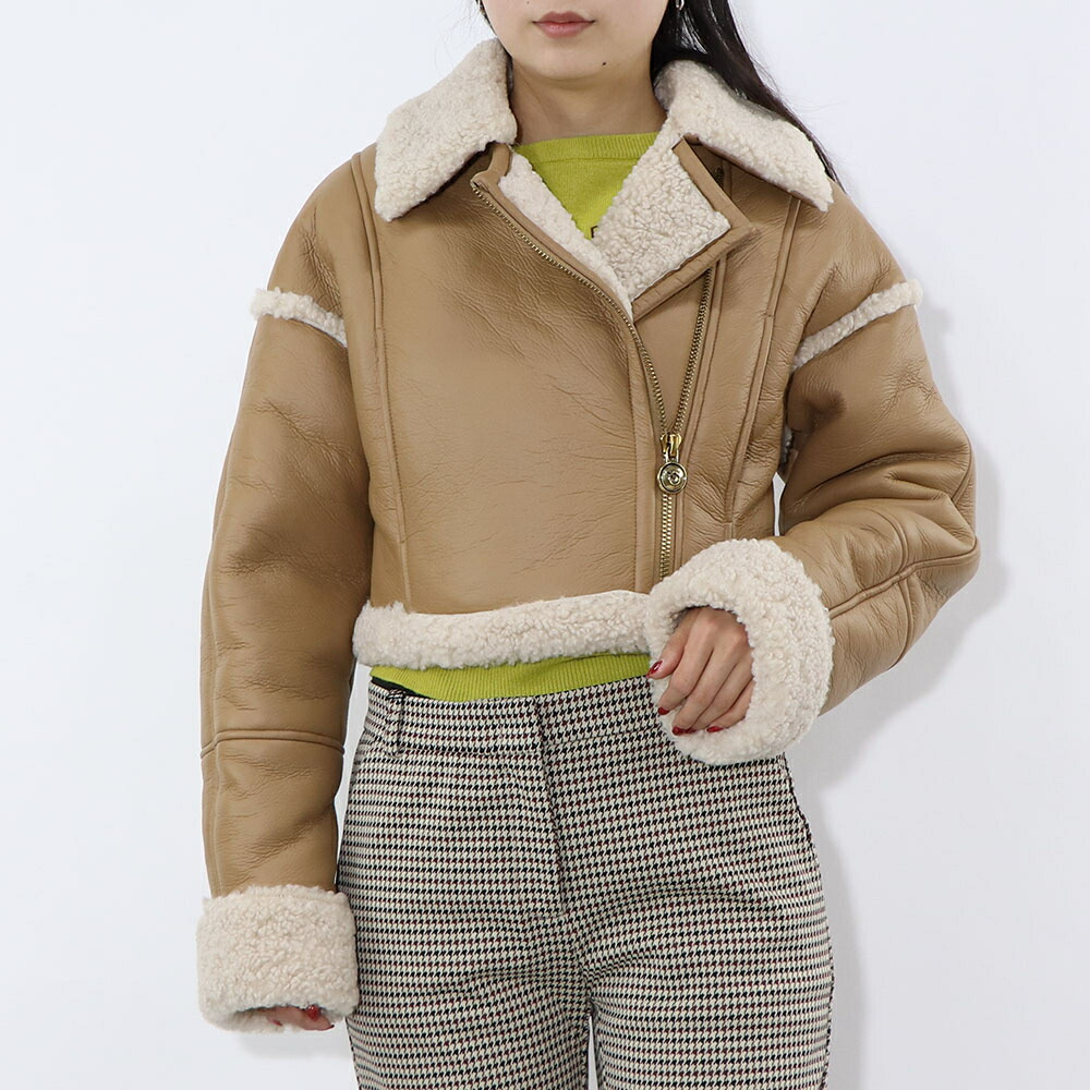 【新品】ピンコ PINKO アウター ジャケット・ブルゾン レディース ブラウン ボアジャケット レザージャケット 1G1807-Y4V5