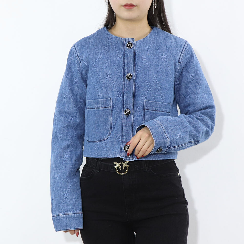 【新品】ピンコ PINKO アウター ジャケット・ブルゾン レディース ブルー デニムジャケット キルティング LOVEBIRDS 1J10W8-Y884