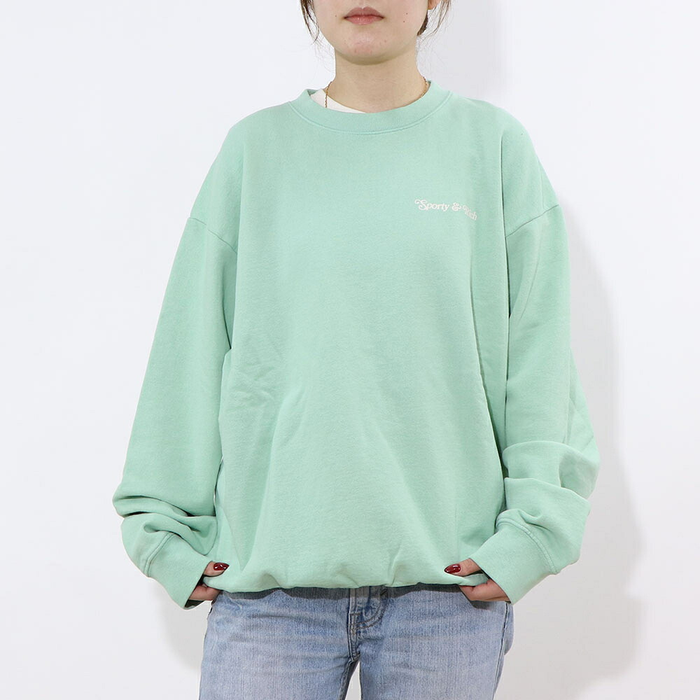 【新品】スポーティー＆リッチ Sporty＆Rich トップス スウェット・トレーナー ユニセックス ライトグリーン コットン ロゴ 長袖 オーバーサイズ 裏起毛 メンズ レディース SRB2MT104