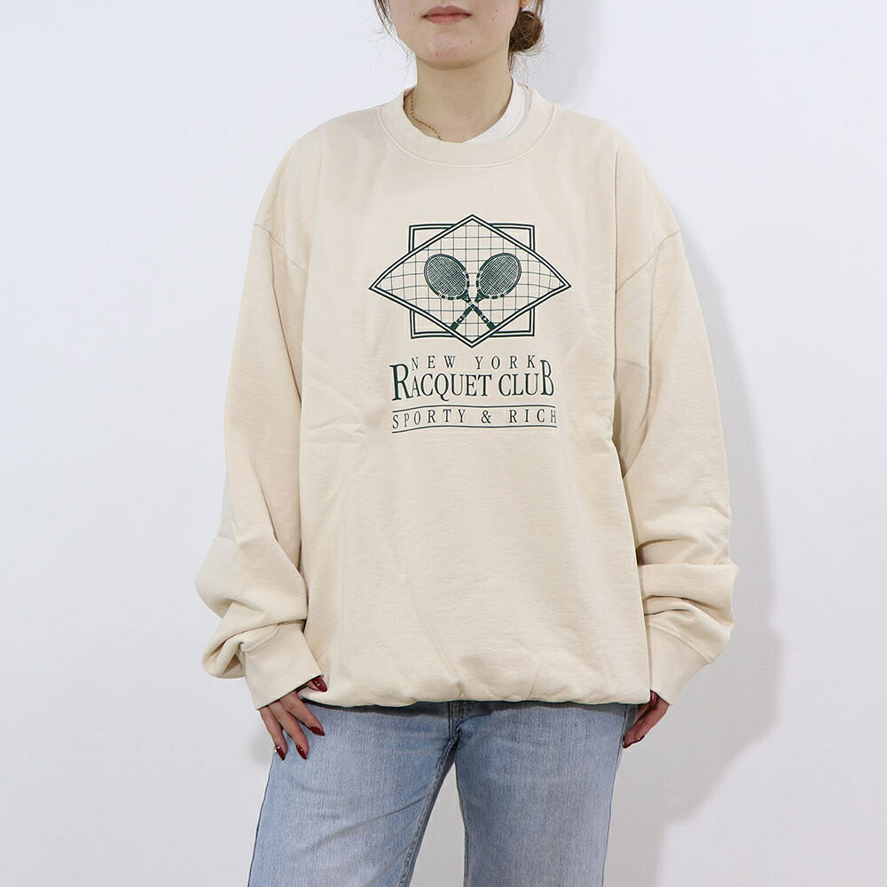 【新品】スポーティー＆リッチ Sporty＆Rich トップス スウェット・トレーナー ユニセックス クリーム系 コットン メンズ レディース テニス ロゴ 裏起毛 オーバーサイズ CR887CR