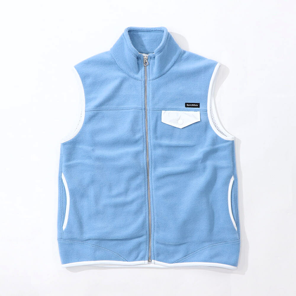 【新品】スポーティー＆リッチ Sporty＆Rich トップス ベスト・ジレ ユニセックス ブルー ポリエステル フリース ロゴ メンズ レディース JAAW2335BL
