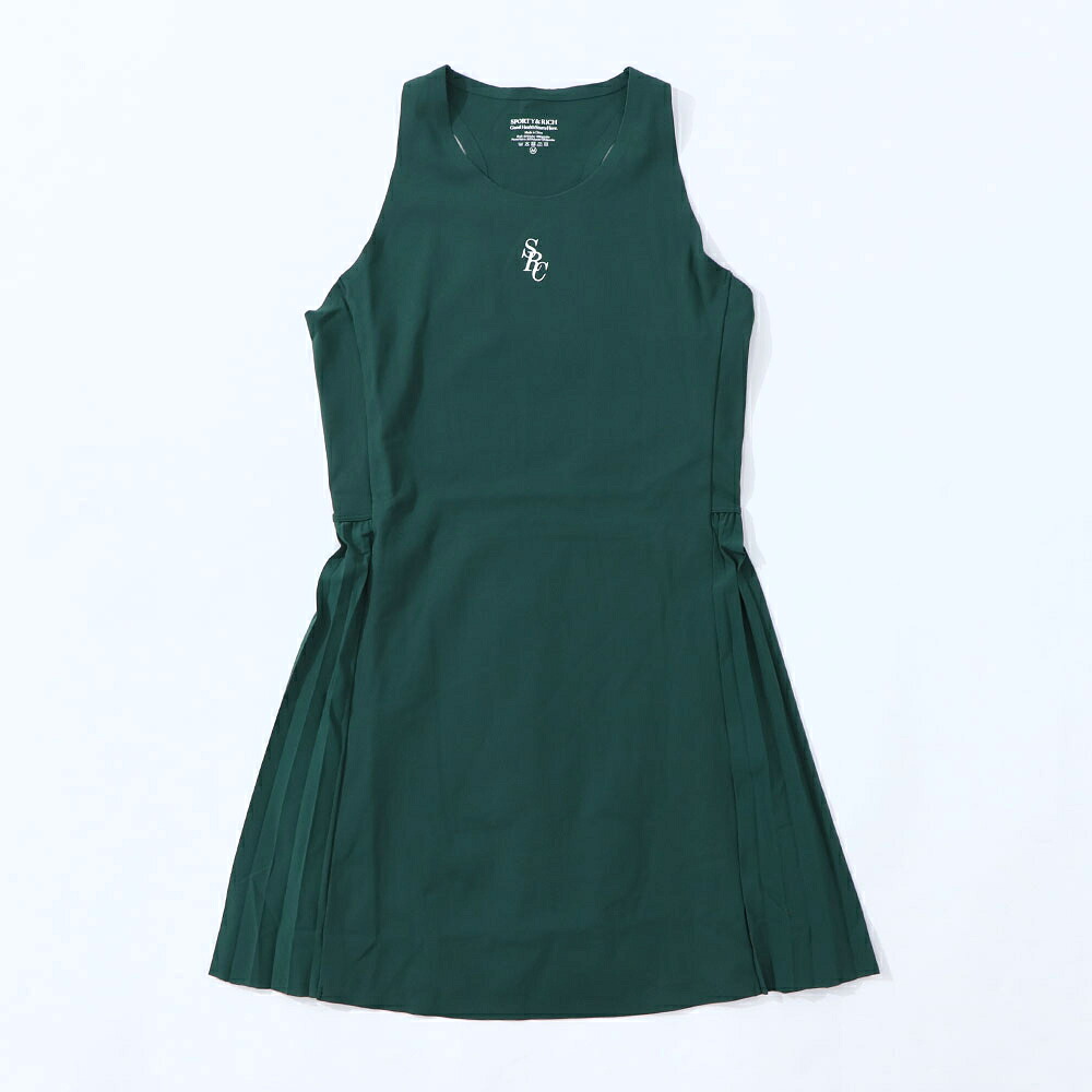 【新品】スポーティー＆リッチ Sporty＆Rich ワンピース レディース グリーン ナイロン スパンデックス テニスウェア ロゴ スポーツウェア DRAW232FO