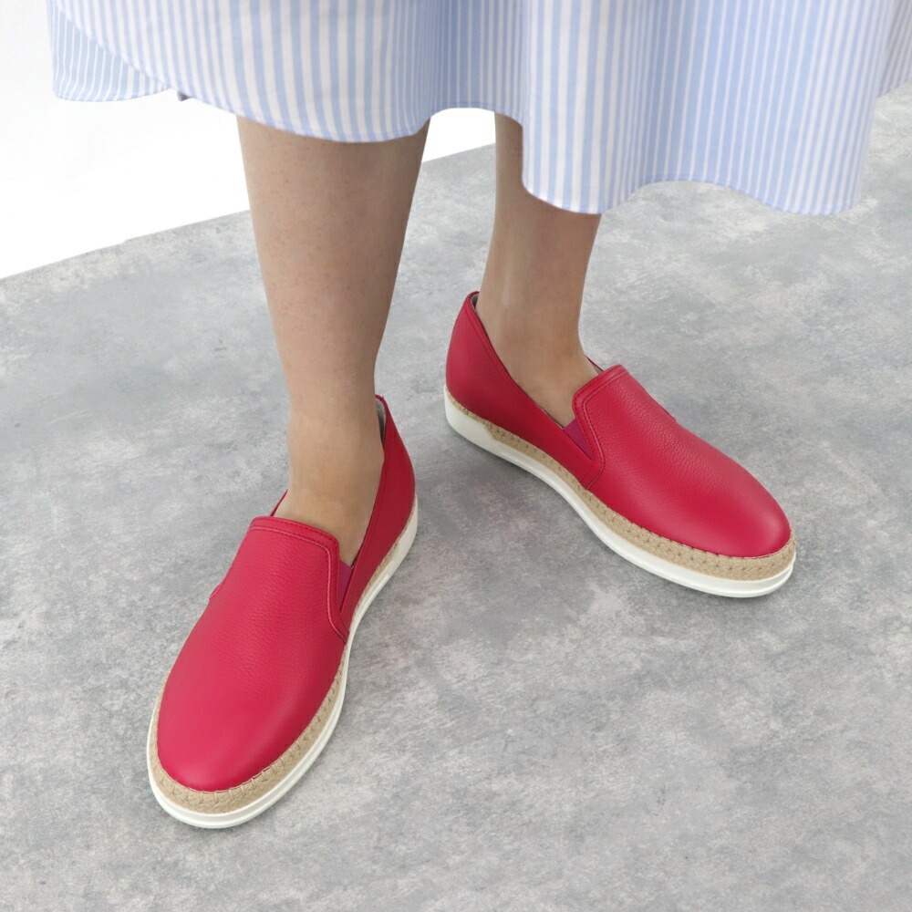 【新品】 トッズ TODS スリッポン メンズ レディース ユニセックス スニーカー エスパドリーユ レッド レザー シンプル 無地 XXW0TV0J97Z5J1M827