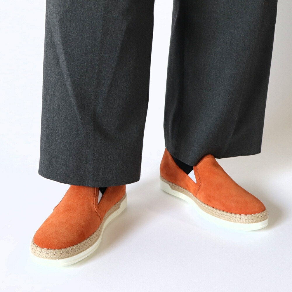 【新品】 トッズ TODS スリッポン レディース シューズ スニーカー レディース エスパドリーユ GOMMA RAFIA TV PANTOFOLA PELLE HG0 オレンジ スエード スウェード フラットシューズ ロゴ シンプル XXW0TV0J97ZHG0 G621|LE CHIEN