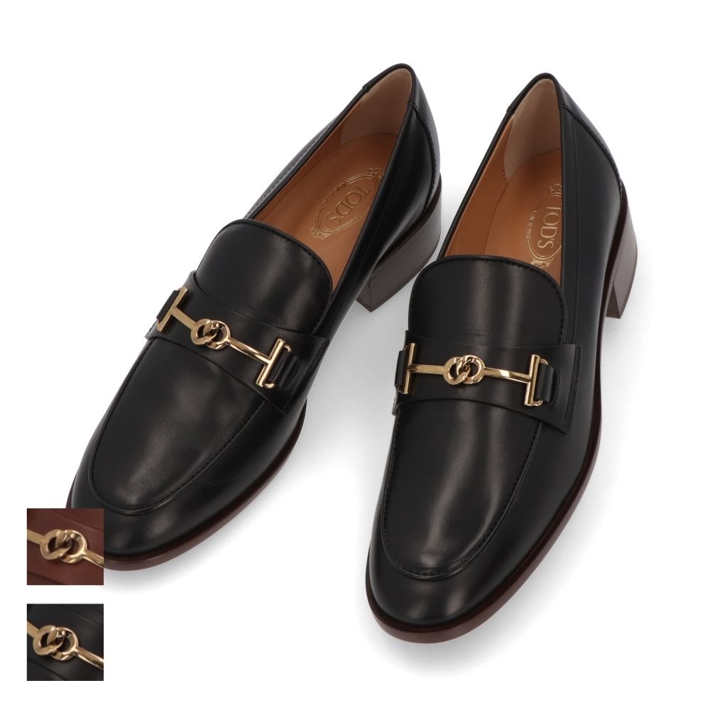 【新品】トッズ TOD'S シューズ レザーシューズ レディース ブラック ブラウン カーフスキン ビットローファー ダブルT ローファー XXW28K0HP50NF5