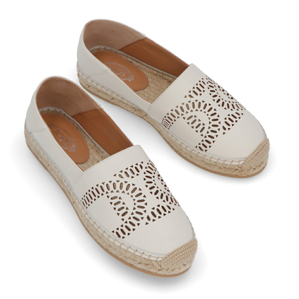 【新品】トッズ TOD'S シューズ レディース ホワイト カーフレザー 穴あき加工 スリッポン XXW08L0IE30MID