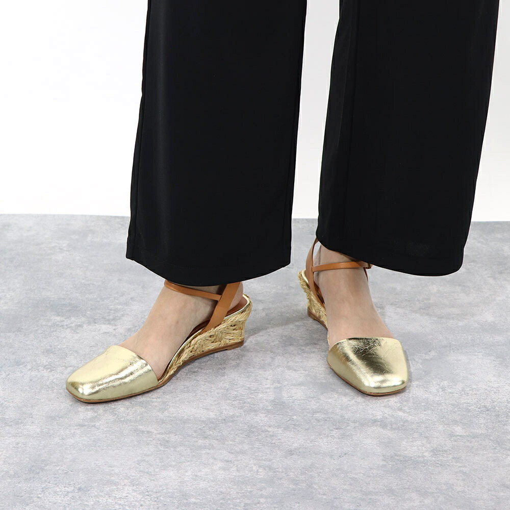【新品】トリー バーチ Tory Burch シューズ サンダル レディース CLOSED TOE MID ESPADRILLE ゴールド レザー エスパドリーユ アンクルストラップ付き ヒールあり 150881 700