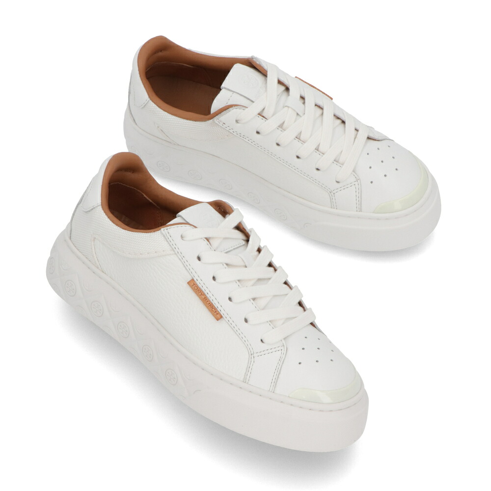 【新品】トリー バーチ Tory Burch シューズ スニーカー レディース LADYBUG SNEAKER ホワイト ポリエステル レザー レースアップ ローカット モノグラム 143067