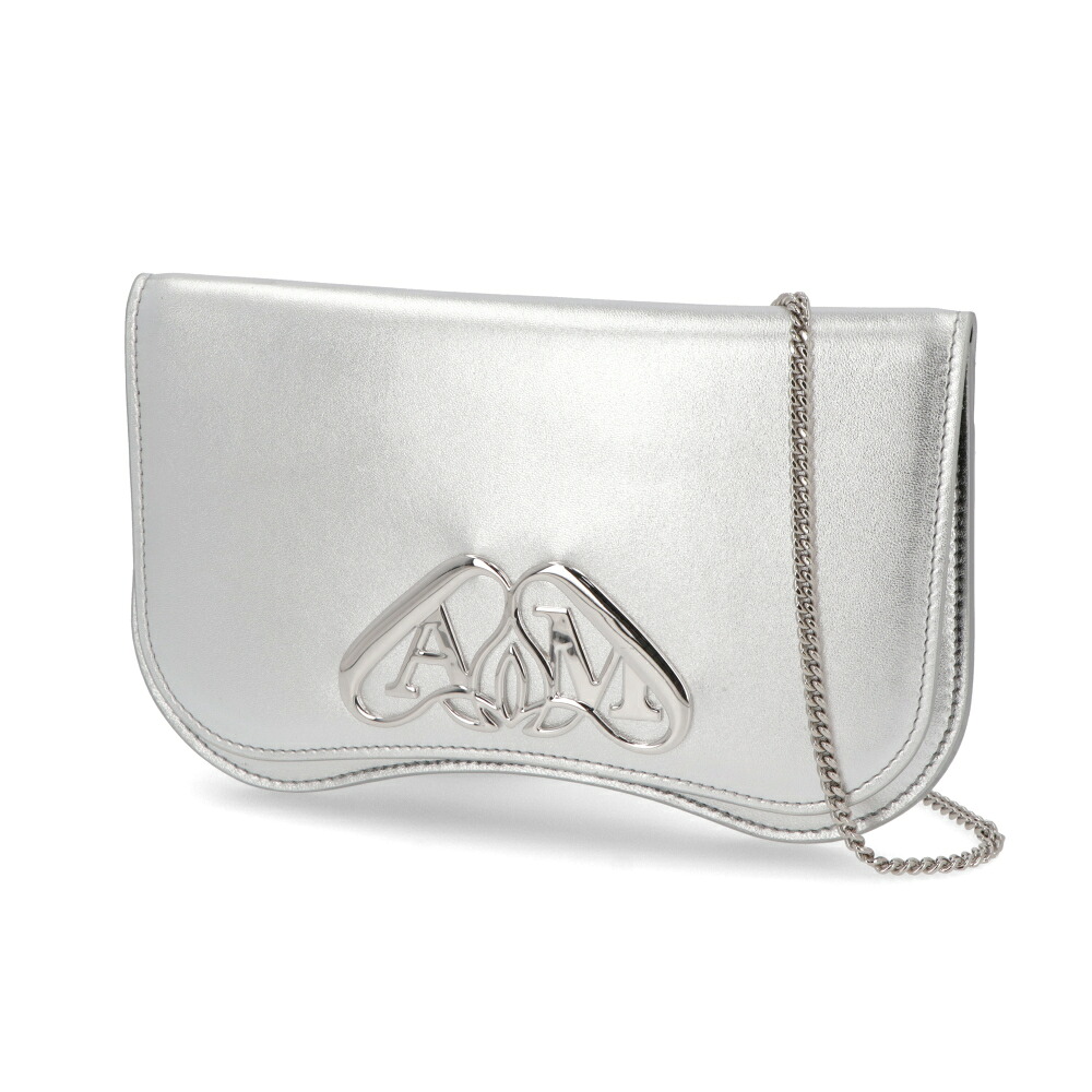 【新品】アレキサンダーマックイーン ALEXANDERMCQUEEN バッグ ショルダーバッグ レディース Seal Phone Mini Chain Bag シルバー レザー メタリック ロゴ 779228|LE CHIEN