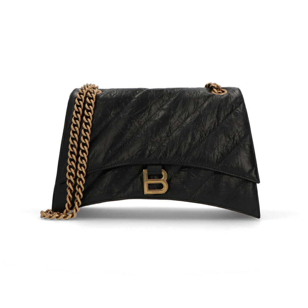 【新品】バレンシアガ BALENCIAGA バッグ ショルダーバッグ レディース クラッシュ ブラック チェーンショルダー ロゴ キルティング 785602 210J1
