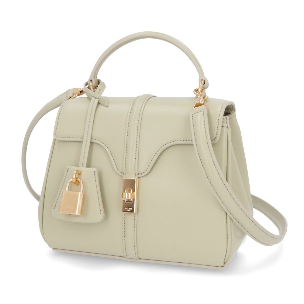【新品】セリーヌ CELINE バッグ ショルダーバッグ レディース 16 セーズ ミニ イエローグリーン ライトグリーン カーフスキン ハンドバッグ 2Way ゴールド金具 ロゴ 19798 3BEY｜LE CHIEN