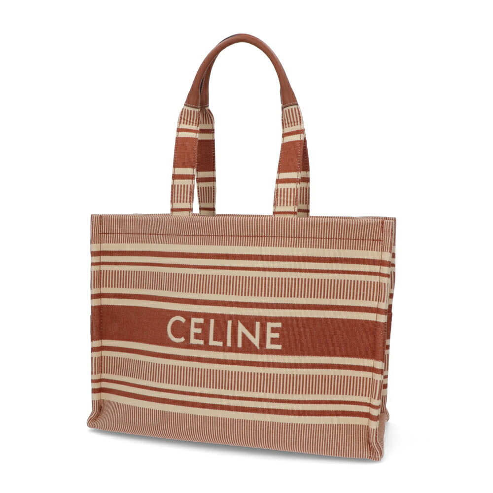 【新品】セリーヌ CELINE バッグ トートバッグ レディース ラージ カバ タイス ブラウン系 大容量トートバッグ ジャガード ストライプ ロゴ 19676 2FU6