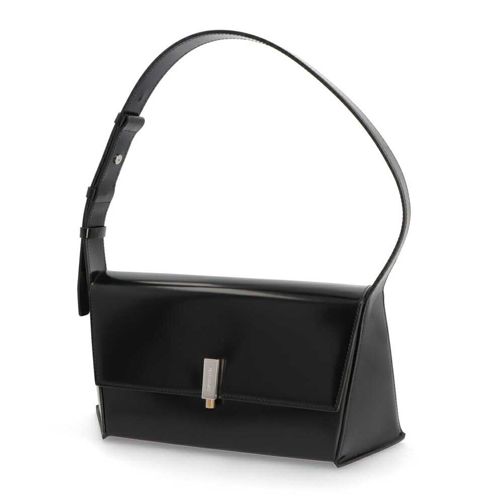 【新品】フェラガモ FERRAGAMO バッグ ハンドバッグ レディース プリズマ ミディアム ジオメトリック ブラック レザー ショルダーバッグ ワンハンドル 213451 0760573