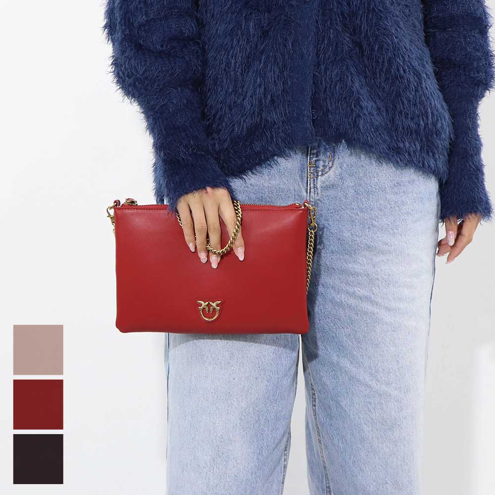 【新品】ピンコ PINKO バッグ ショルダーバッグ レディース ピンク レッド パープル レザー シンプル クラッチバッグ 1P22XK-Y5H7