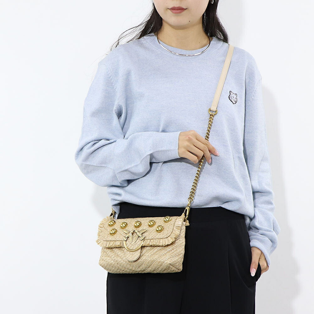【新品】ピンコ PINKO バッグ ショルダーバッグ レディース ベージュ ラフィア風 レザー シンプル 1P22LL-Y7YY|LE CHIEN