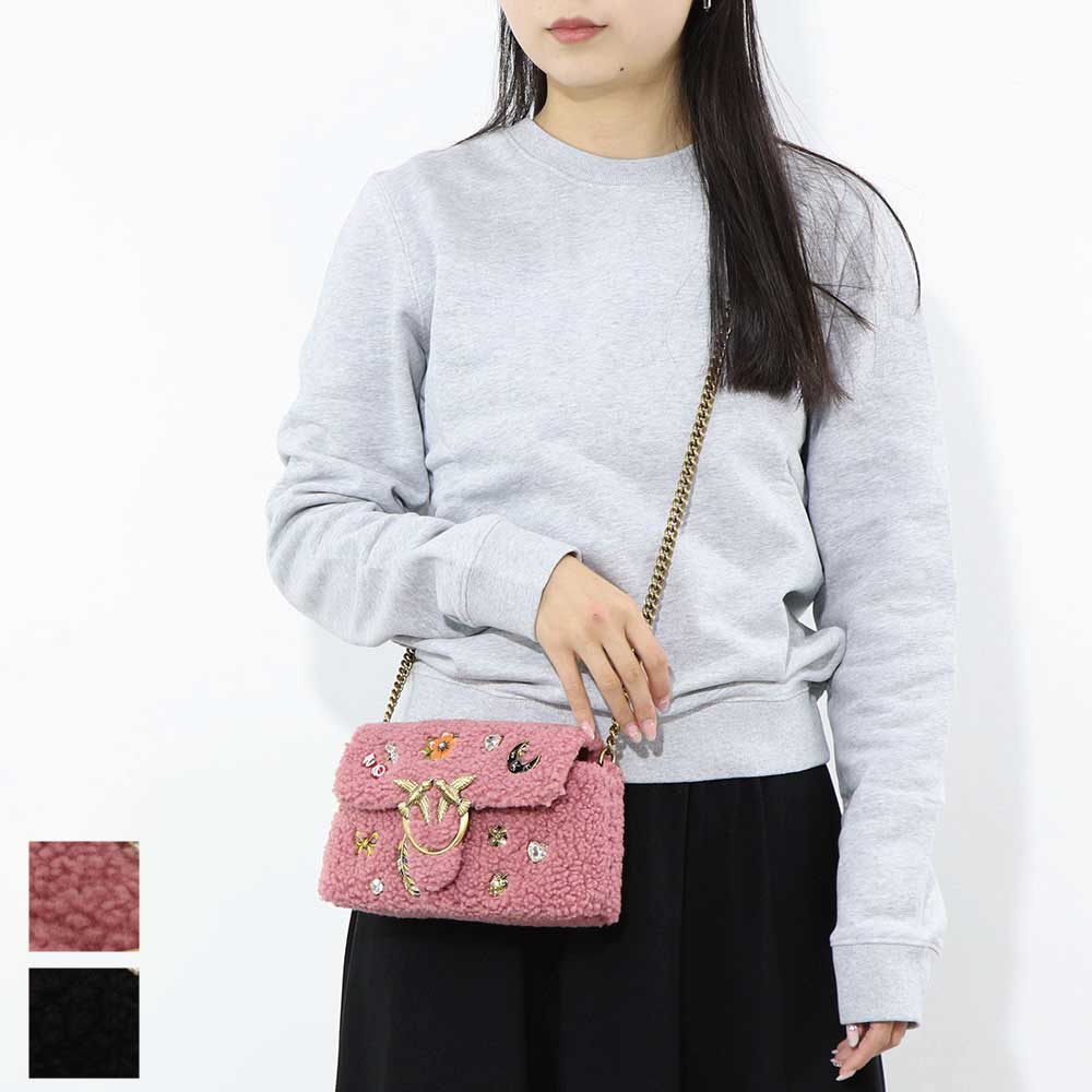 【新品】ピンコ PINKO バッグ ショルダーバッグ レディース ピンク ブラック レザー もこもこ 1P22SS-Y1XQ｜LE CHIEN 13,510円