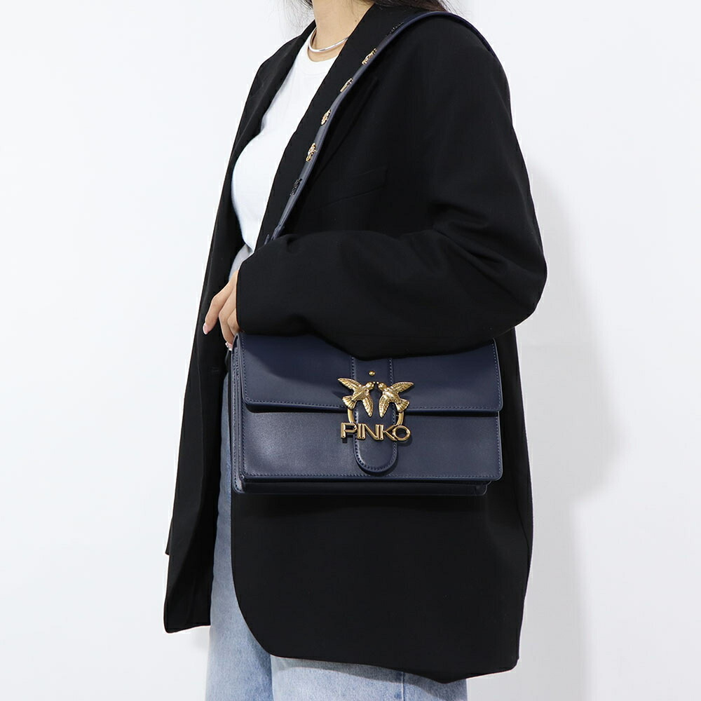 【新品】ピンコ PINKO バッグ ショルダーバッグ レディース ネイビー レザー シンプル 1P21SD-Y6JC