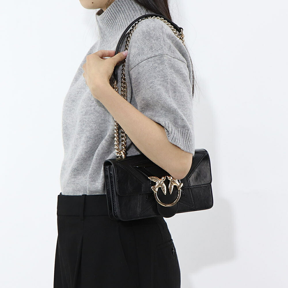 【新品】ピンコ PINKO バッグ ショルダーバッグ レディース ブラック レザー シンプル 1P21P2-Y66L
