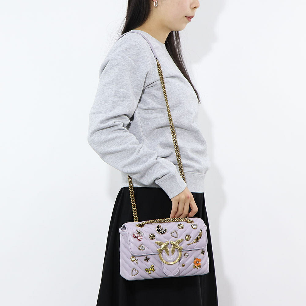 【新品】ピンコ PINKO バッグ ショルダーバッグ レディース グレー レザー キルティング 1P22SU-A04S